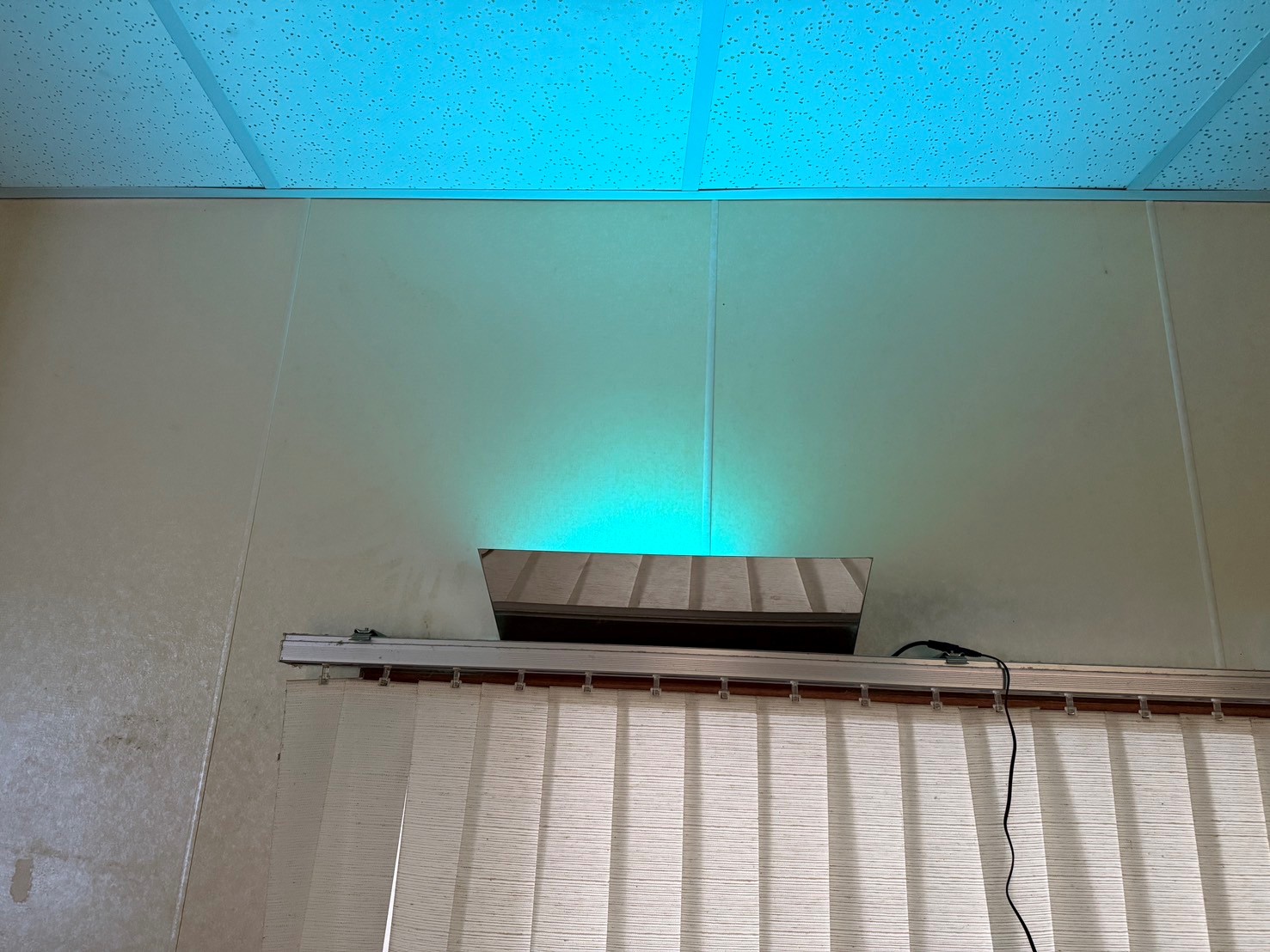 "壁掛け式捕虫器を点灯させている"